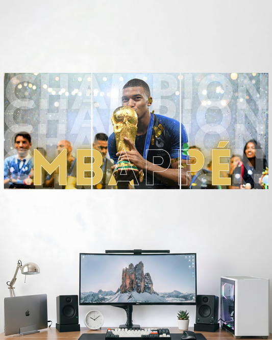 CHAMPION MBAAPE | 3 PIECE SPLIT DESIGN FOOTBALL POSTER | SPORTS