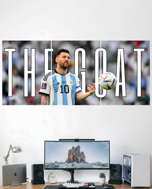 THE GOAT MESSI | 3 PIECE SPLIT DESIGN FOOTBALL POSTER | SPORTS