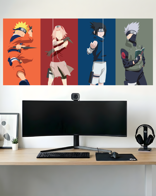 NARUTO CREW | 3 PIECE SPLIT DESIGN ANIME POSTER | NARUTO UZUMAKI