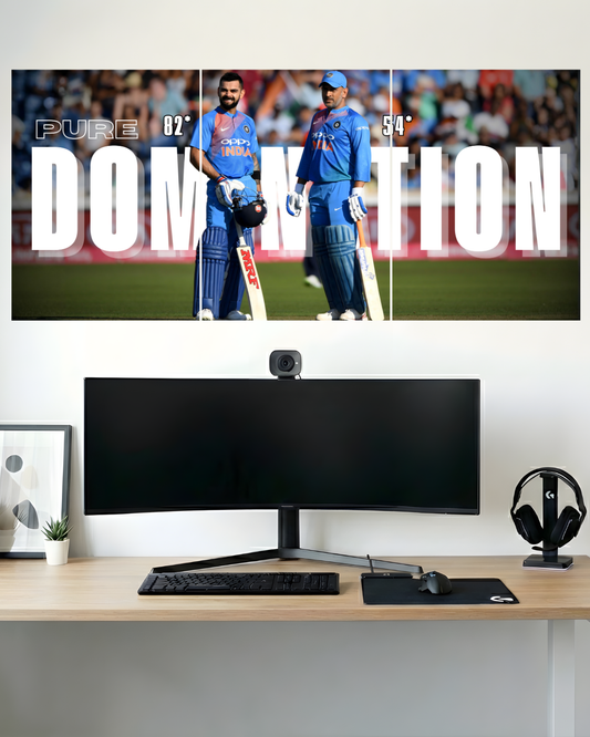 VIRAT KOHLI AND MAHINDER SINGH DHONI | 3 PIECE SPLIT DESIGN CRICKET POSTER | SPORTS