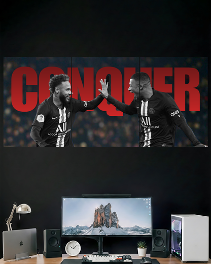 CONQUER MOTIVATION | 3 PIECE SPLIT DESIGN FOOTBALL POSTER | SPORTS