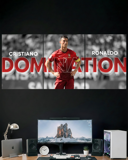 DOMINATION RONALDO | 3 PIECE SPLIT DESIGN FOOTBALL POSTER | SPORTS