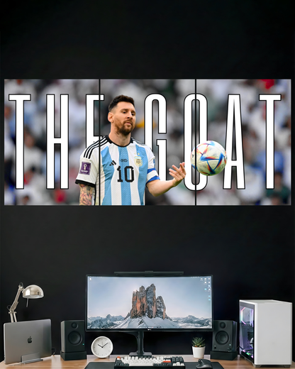 THE GOAT MESSI | 3 PIECE SPLIT DESIGN FOOTBALL POSTER | SPORTS
