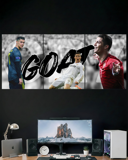 GOAT RONALDO | 3 PIECE SPLIT DESIGN FOOTBALL POSTER | SPORTS
