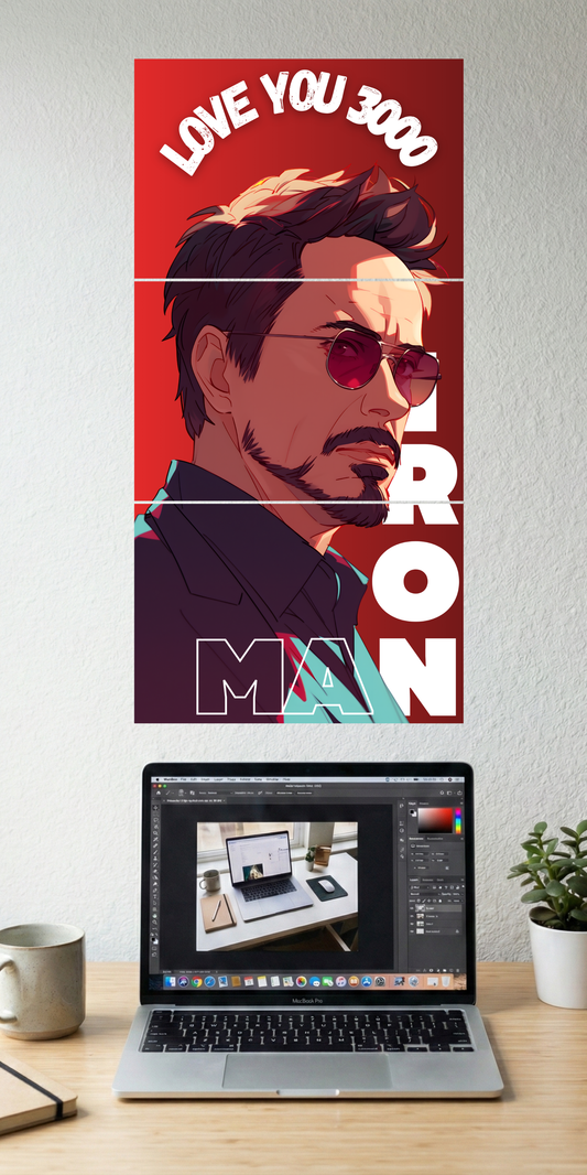 TONY STARK LOVE YOU 3000 | 3 PIECE SPLIT DESIGN MOVIE POSTER | IRON MAN | MARVEL