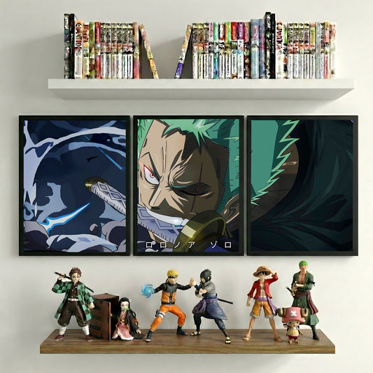 RORONOA ZORO | 3 PIECE SPLIT WOODEN FRAMES | ONE PIECE | ANIME