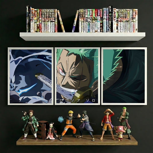 RORONOA ZORO | 3 PIECE SPLIT WOODEN FRAMES | ONE PIECE | ANIME